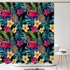3D Flamingo Print Shower Curtain Set With Hooks Nordic Style Pink Birds Flower Leaves Waterproof Fabric Home Bathroom Curtains