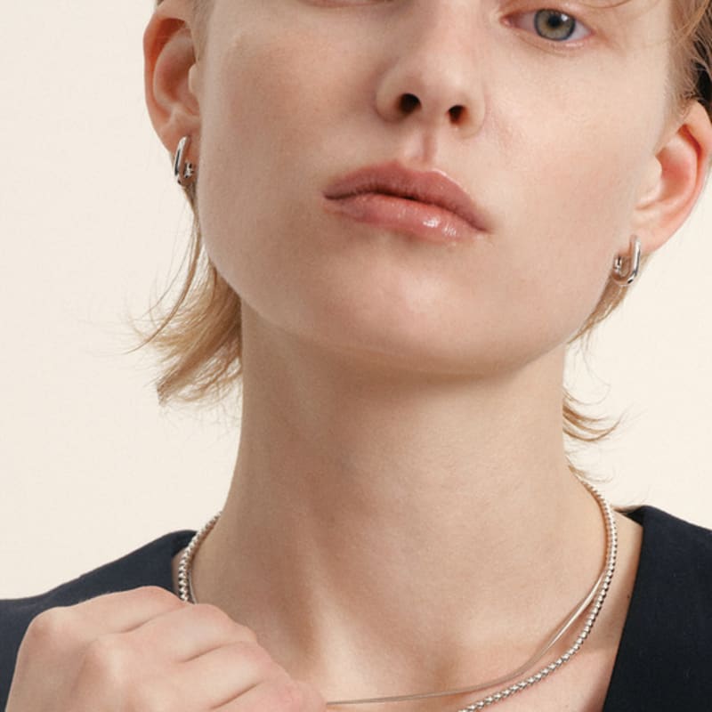 LUNNE Silver 925 Arc Oval One-Touch Earrings #LSE103