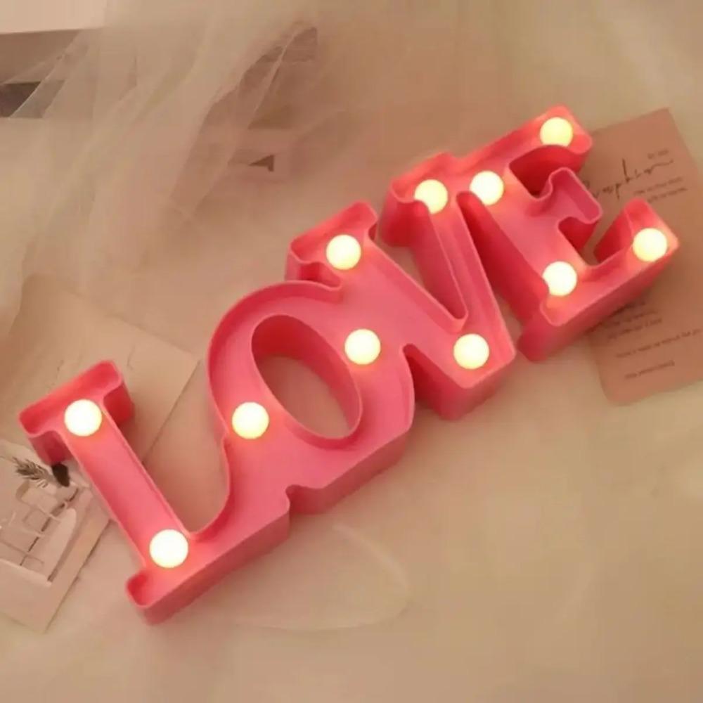 Romantic Night Light Ornament Red Pink Heart Marquee Table Lamp Love Heart LED Lamp  Anniversary