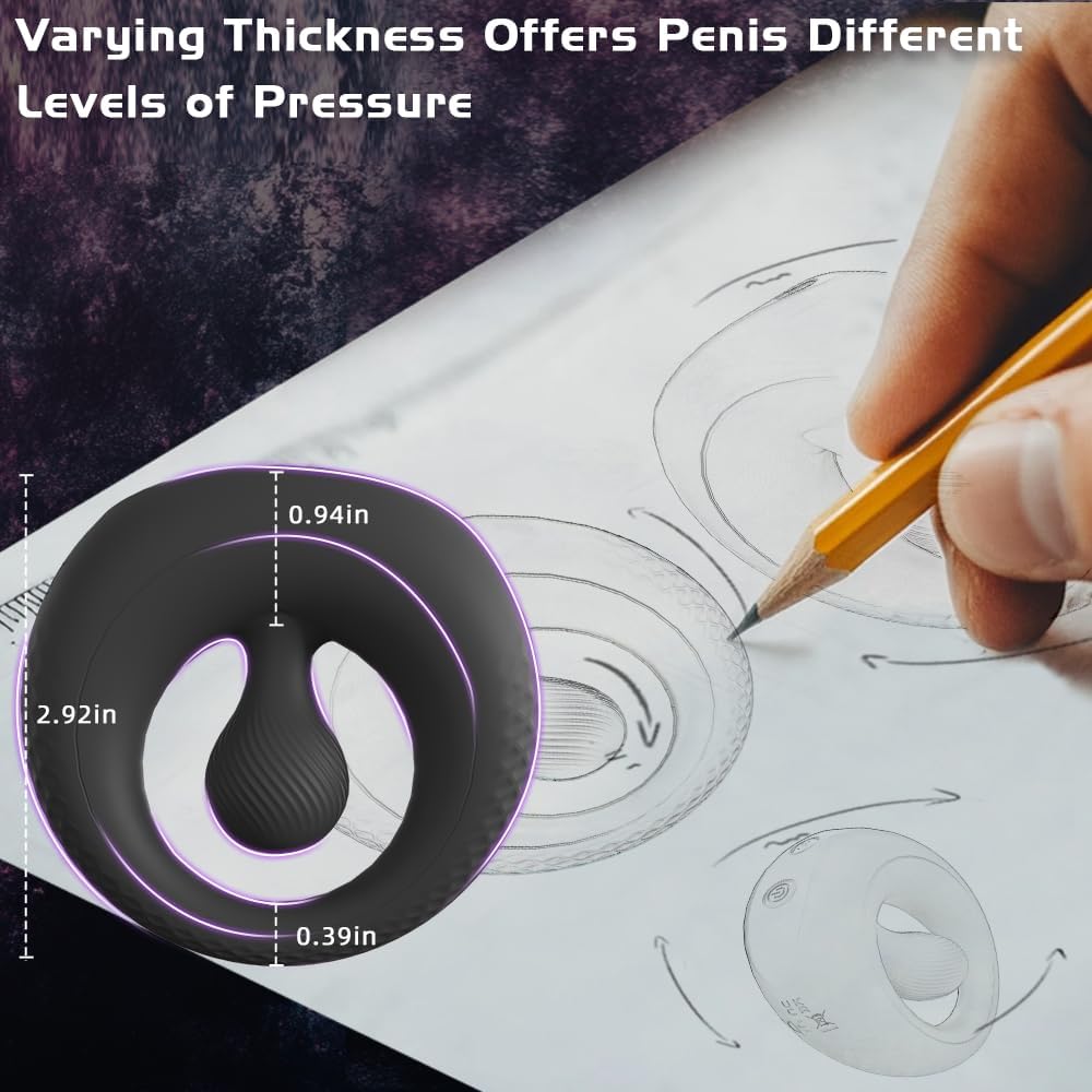 Vibrating Cock Ring with 360° Adjustable Beads Clitoral Stimulator,Penis Ring Vibrator Soft Material 8 Vibrations Penis Ring Adult Sex Toys