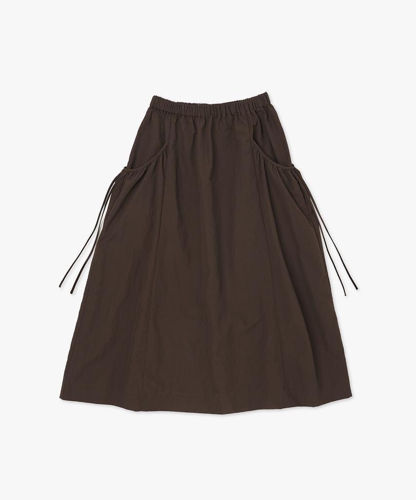 Plack Woman Shirred Pocket Midi Skirt Brown