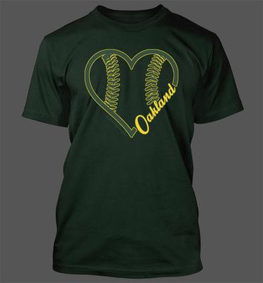 Herz Oakland Herrenhemd - Oakland Athletics A's Grün Kragen Liebe Oakland