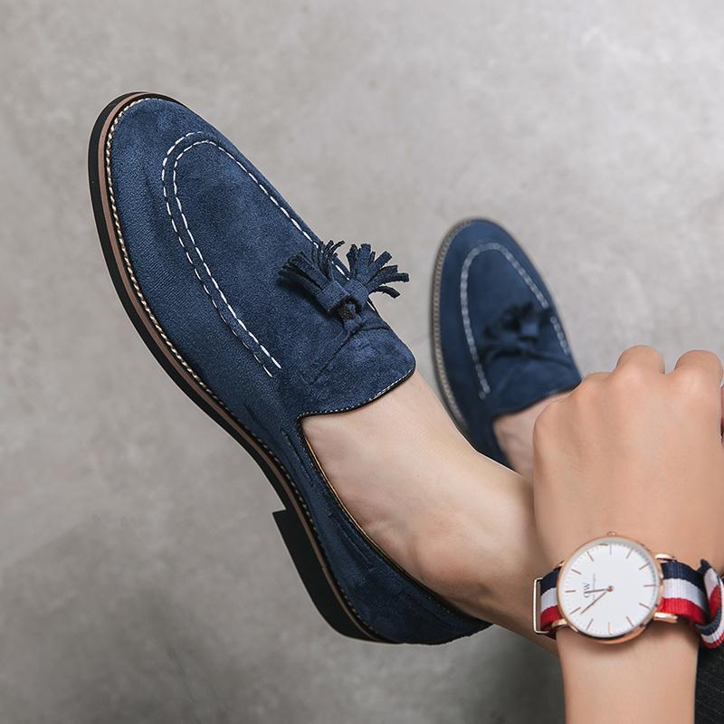 Men's Korean-Style Tassel Suede Loafers - Trendy British Slip-on Moccasins