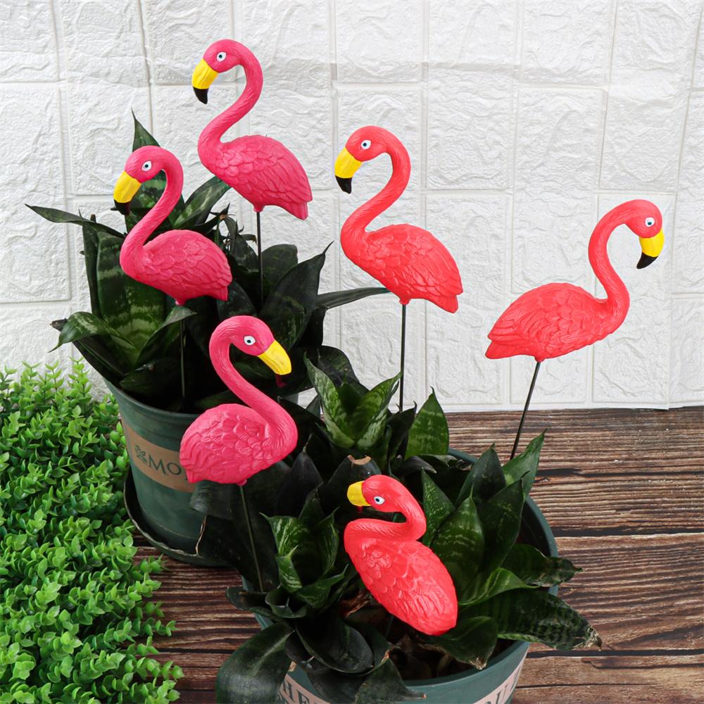Mini Rosa Rot Klein Plastik Flamingo Hofdekoration Vogel Rasen Gartenpfahl Statue Figuren Ornament Blumentopf Pflanzgefäß