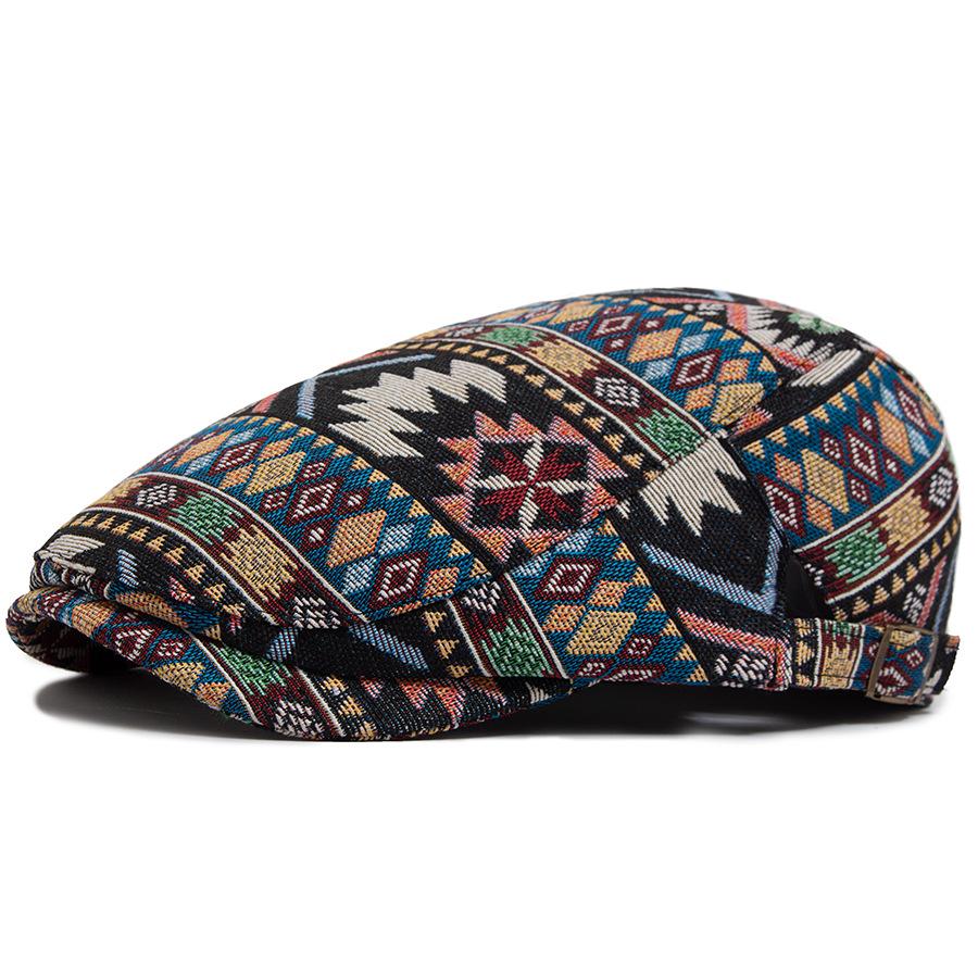 Neuer Jacquard-Barett für Damen im ethnischen Stil - Künstlerische Retro-Flachkappe für Frühling/Sommer
