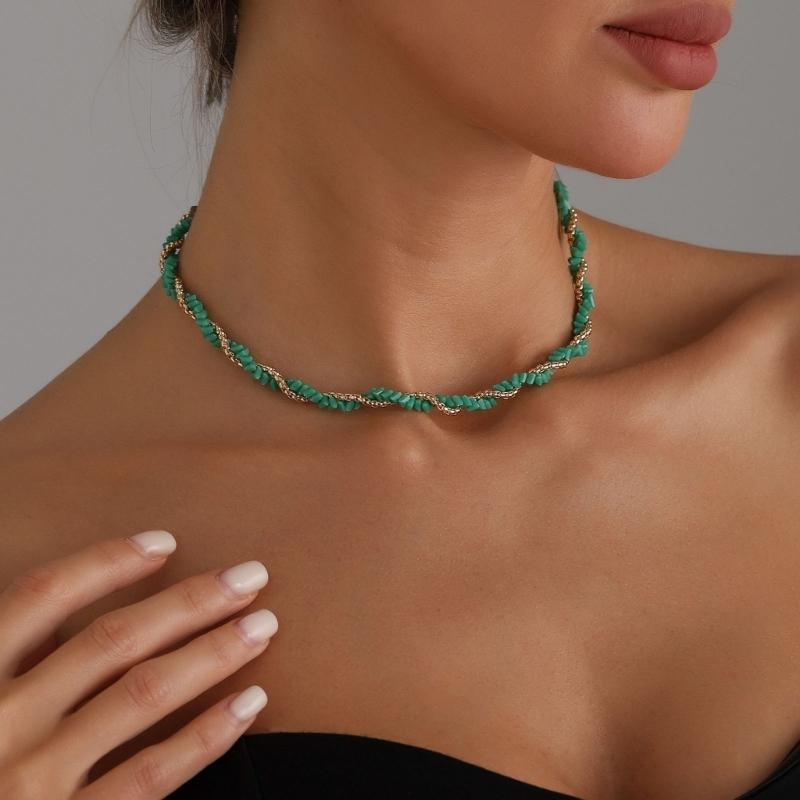Stylish Layering Necklace Feature Sparkling Glass Crystals Adjustable Twist Chain For Casual or Formal Event
