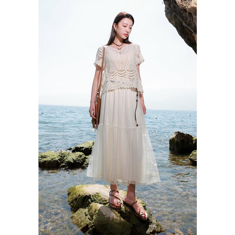 

Юбка А-силуэта из сетки в горошек большого размера Sancai XL 170/80B