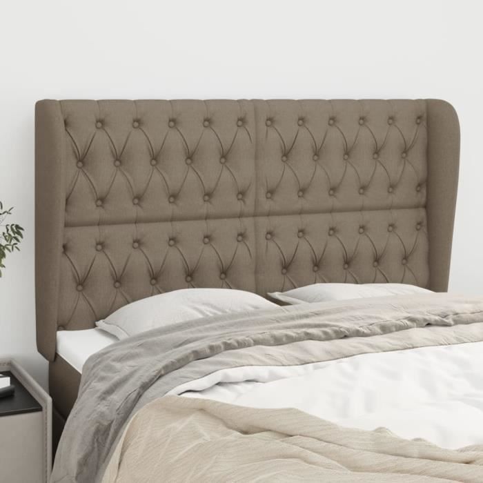 VidaXL Tête de lit avec oreilles Taupe 147x23x118-128 cm Tissu3118294