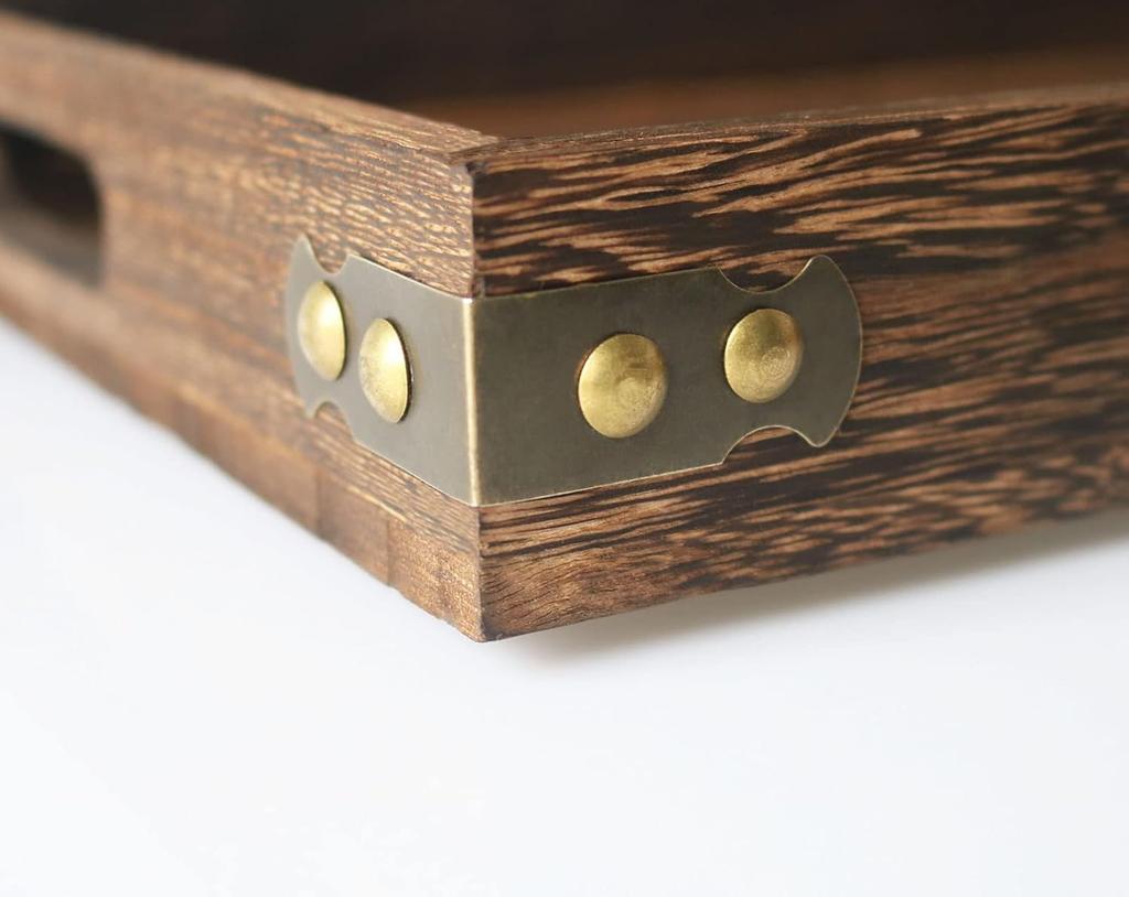 Siawadeky Wooden Tray with Handle, Natural Rectangular Plate, Tabletop Storage for Tea and Coffee, Large Capacity, Multifunctional Kitchen Tray for