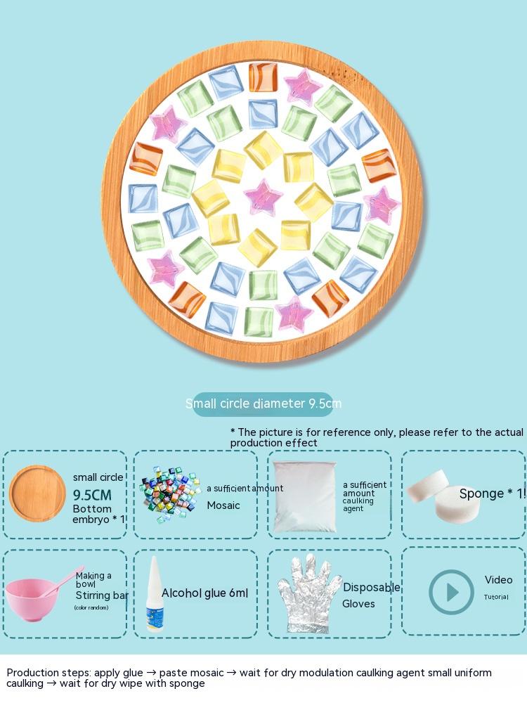Bamboo Mosaic DIY Coasters Handmade Creative Material for Cup Tableware Mat Tray Placemat Mosaic Crystal Craft Tool Kit Kid Gift