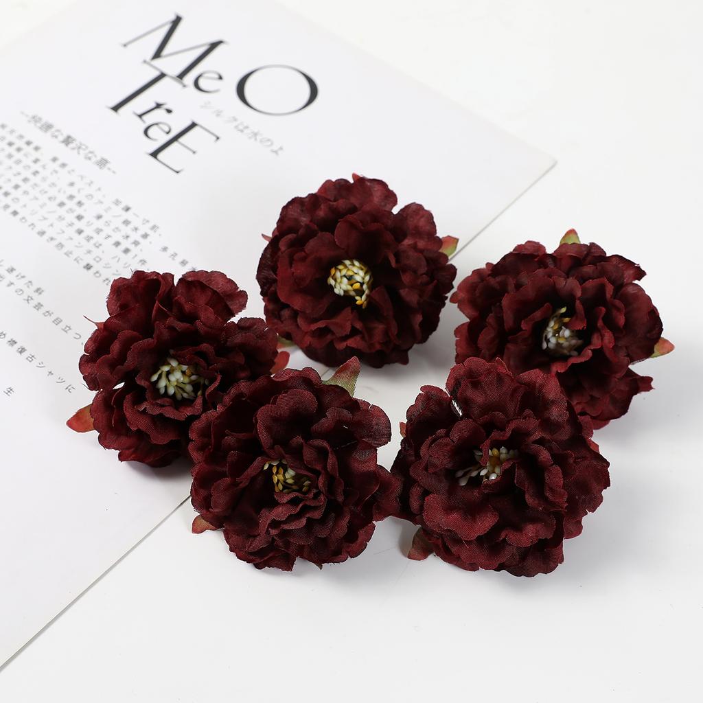 10Pcs Peony Artificial Flowers Head 6CM Fake Flowers for Home Room Wedding Decoration Arrangement DIY Carft Gifts Accessories