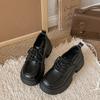 Black British style platform with skirt and small leather shoes for women's early spring new heightening retro versatile Japanese jk single shoes