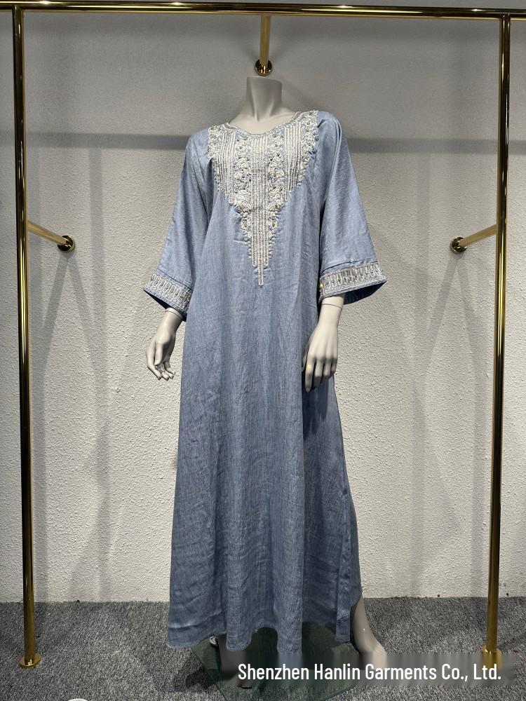 L230 Rhinestone Craft Muslim Abaya Jalabiya Evening Gown