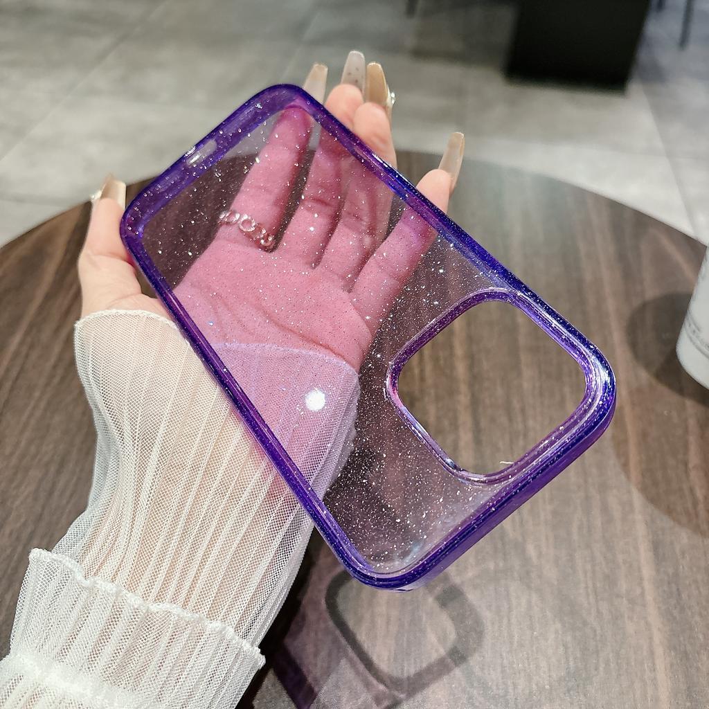 Luxury Shockproof Transparent Glitter Bling Phone Case for iPhone 17 Air 16 15 14 13 12 17 Pro Max Soft Bumper Clear Hard Cover