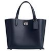 Willow Polished Pebble Leather Tote Bag, Shopping Bag, Shoulder Bag, Handbag Medium Women's Dark Marine Blue C8869-LHLIE