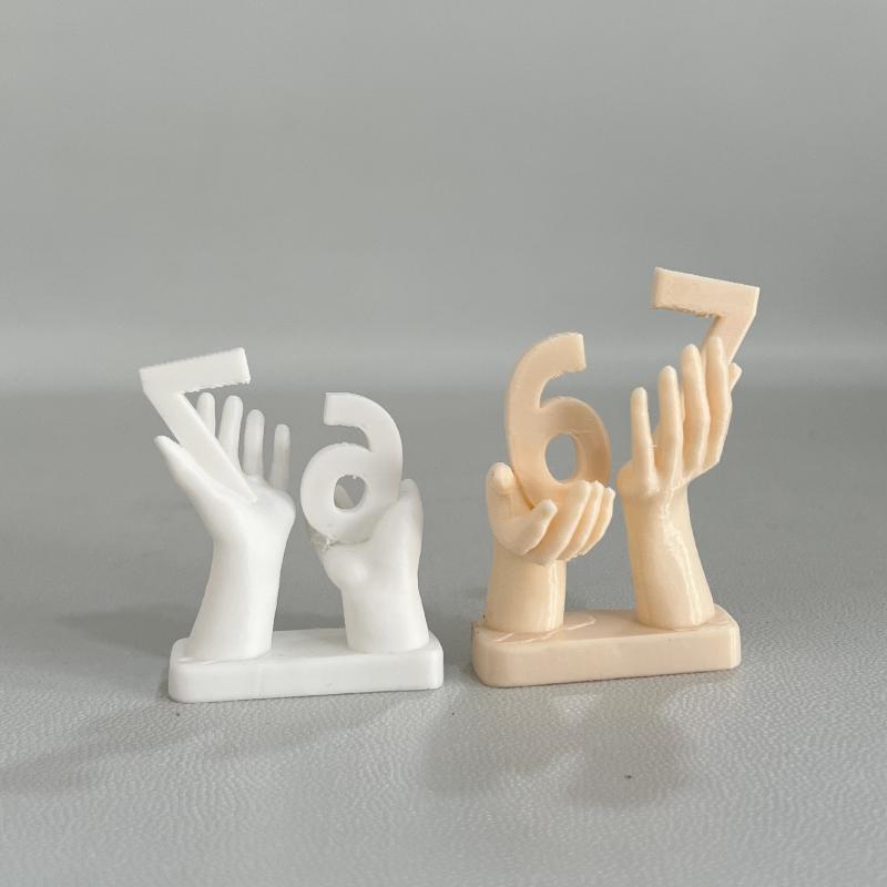 3D Printed Figurine Holding Digital Italian Brain Rot Math 67, Funny And Funny Meme Figurine Holding Digital 67 Sculpture