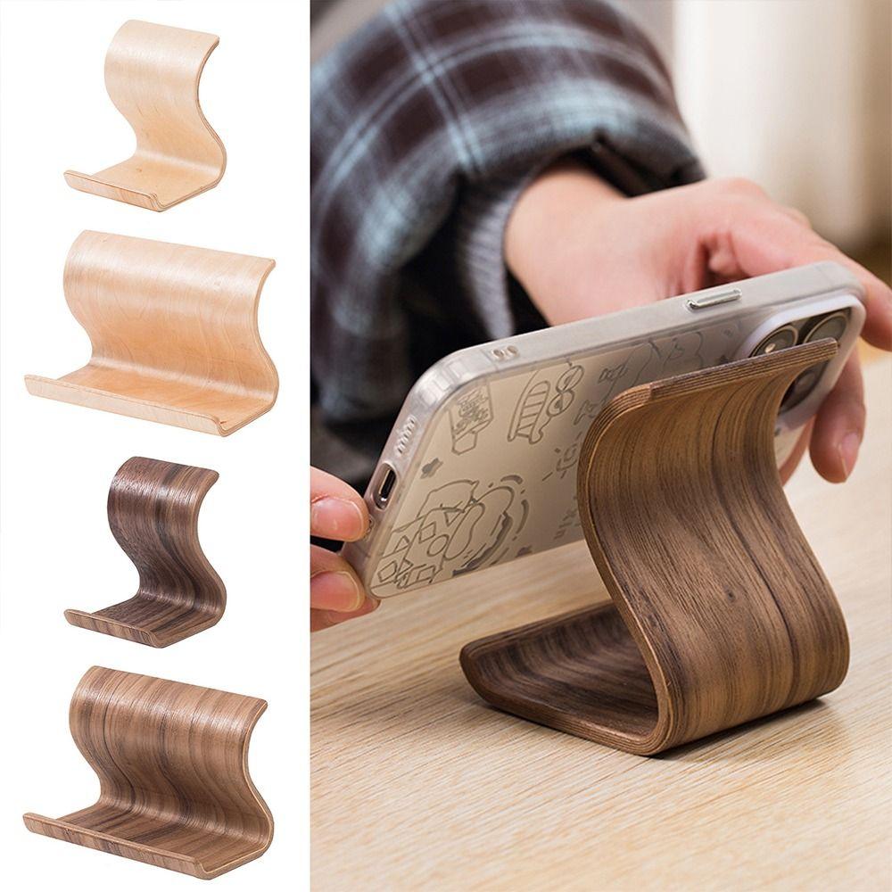 Wood Tablet Stand Yellow Coffee Phone Stand Simple Display Rack  Desktop Ornament