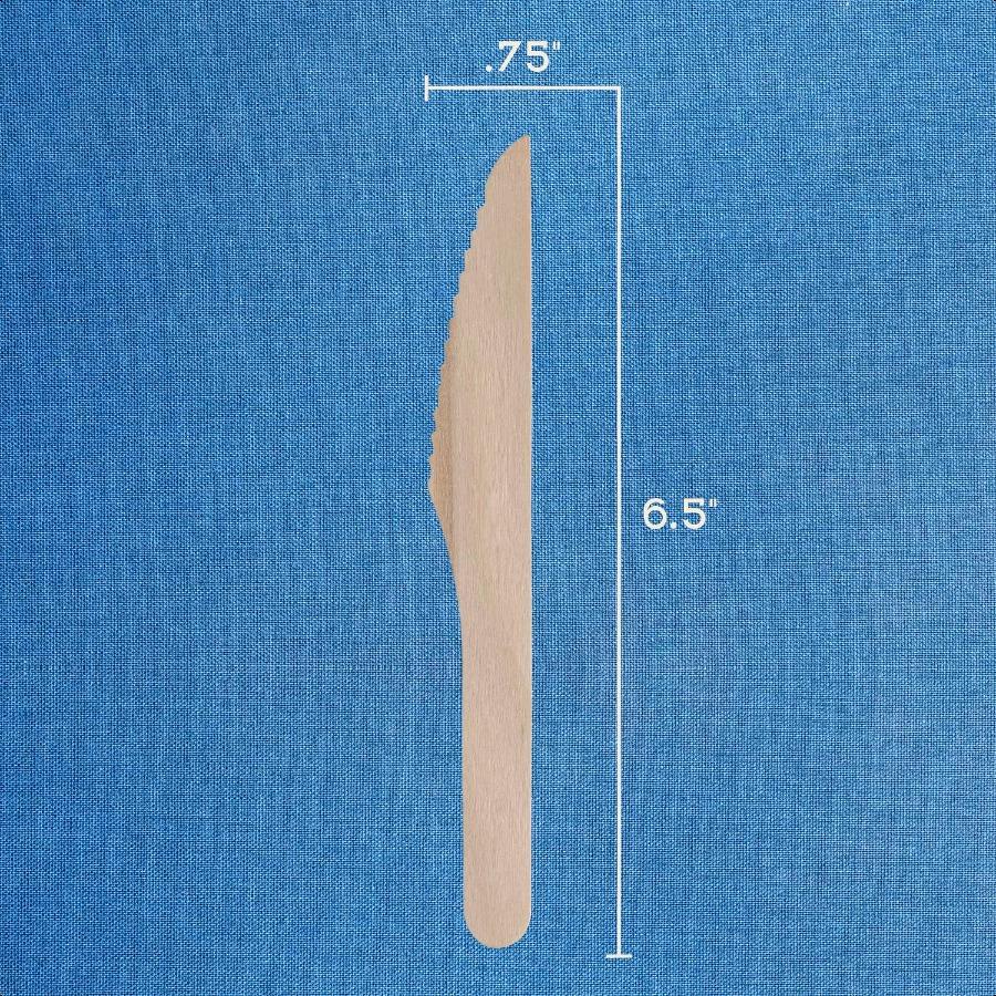 Compostable Wood Cutlery [100% Wood Knives] Natural EcoFriendly Sustainable Alternative to Plastic Disposable Knife Set [Pack o