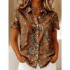 Women's Shirt Short Sleeve Shirt Button Down Blouse Vintage Pattern Printed Daily Casual Collar Regular Tops Daily  Summer Spring