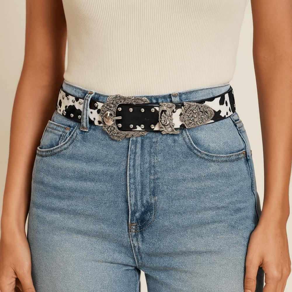 Vintage Rivet Waist Belt Gothic Y2k Waist Belt Fashion Leopard Print Belt Party