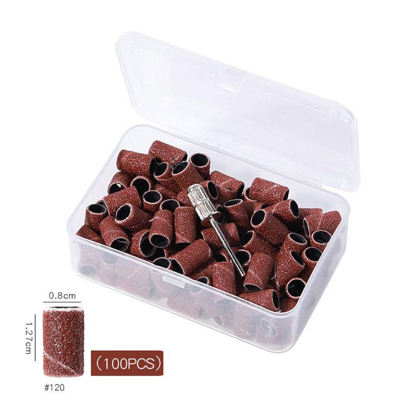 210/100/75pc Sanding Cap Bands For Electric Manicure Machine 180/120/80 Grit Nail Drill Grinding Bit Files Pedicure Tool Set