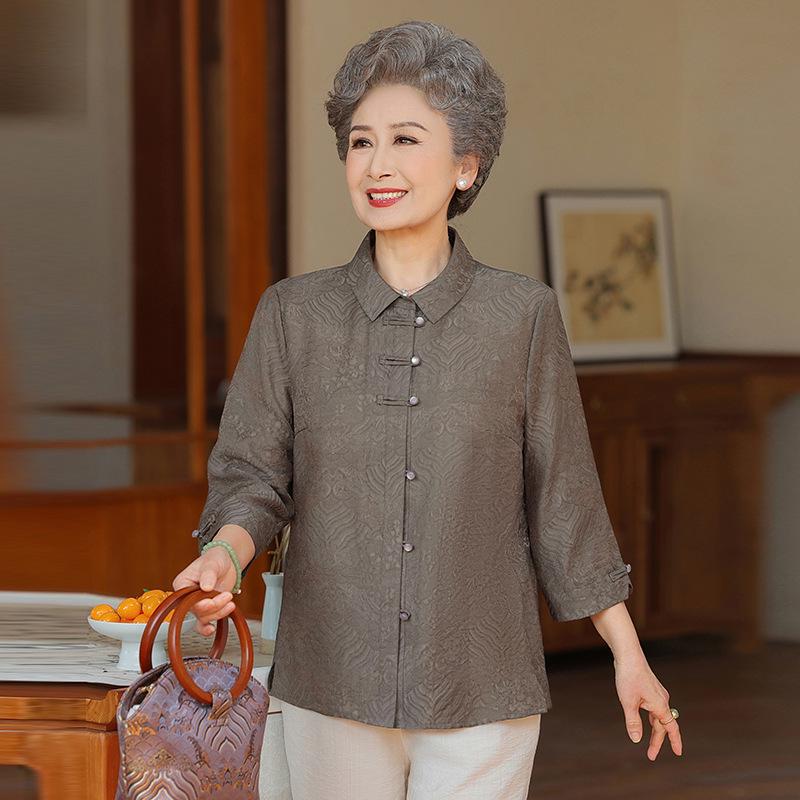 Women's Tencel Seven-Point Sleeve Top for Spring/Summer - High-End Grandma and Mom Style