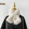 Soft waxy wind thickened solid color fluffy scarf to keep warm imitation Rex rabbit hair cross scarf plush collar women