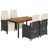 VidaXL Ensemble à Manger de Jardin avec Coussins 5 pcs, Chaises et Table de Patio, Meubles de Terrasse, Moderne, Noir Résine 3212470