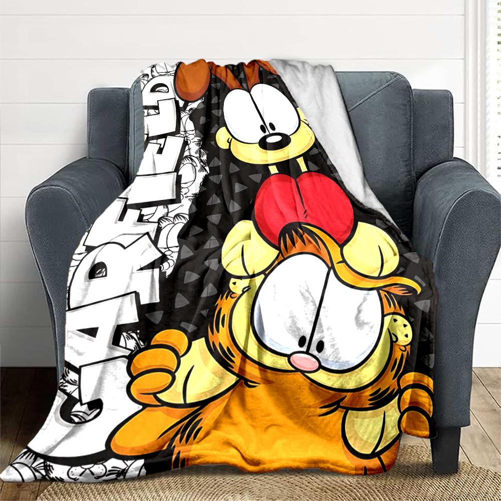 1ks Garfield Přátelé Flanelovádeka HD Potisk Lehká Měkká Teplá Celoroční Deka na Pohovku, Postel, Cestování, Kempování Lze Prát v Pračce