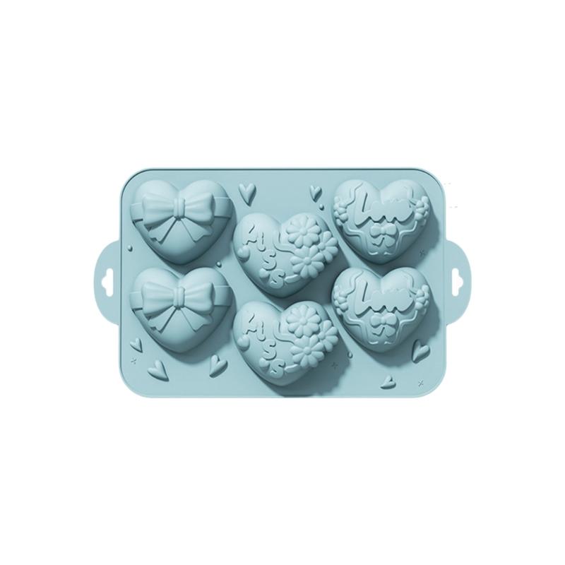 

6 Cavity Heart Shape Silicone Baking Mold Chocolate Making Molds Perfect for Cupcakes Muffin Candy Making Easy Releasing синій