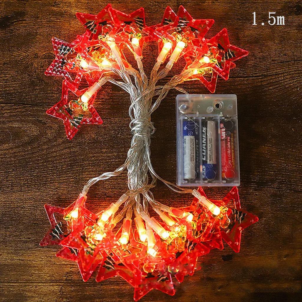 1.5m 10Led Christmas Light String Xmas Elk Santa Claus Xmas Tree Hanging Ornaments Merry Christmas Decor Happy New Year 2025