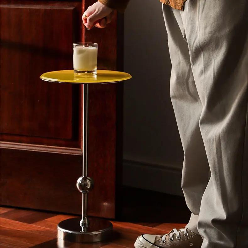 Stainless Steel Round Side Table Shelf Creative Milk Tea Coffee Table Side Cabinet Living Room Sofa Small Coffee Table