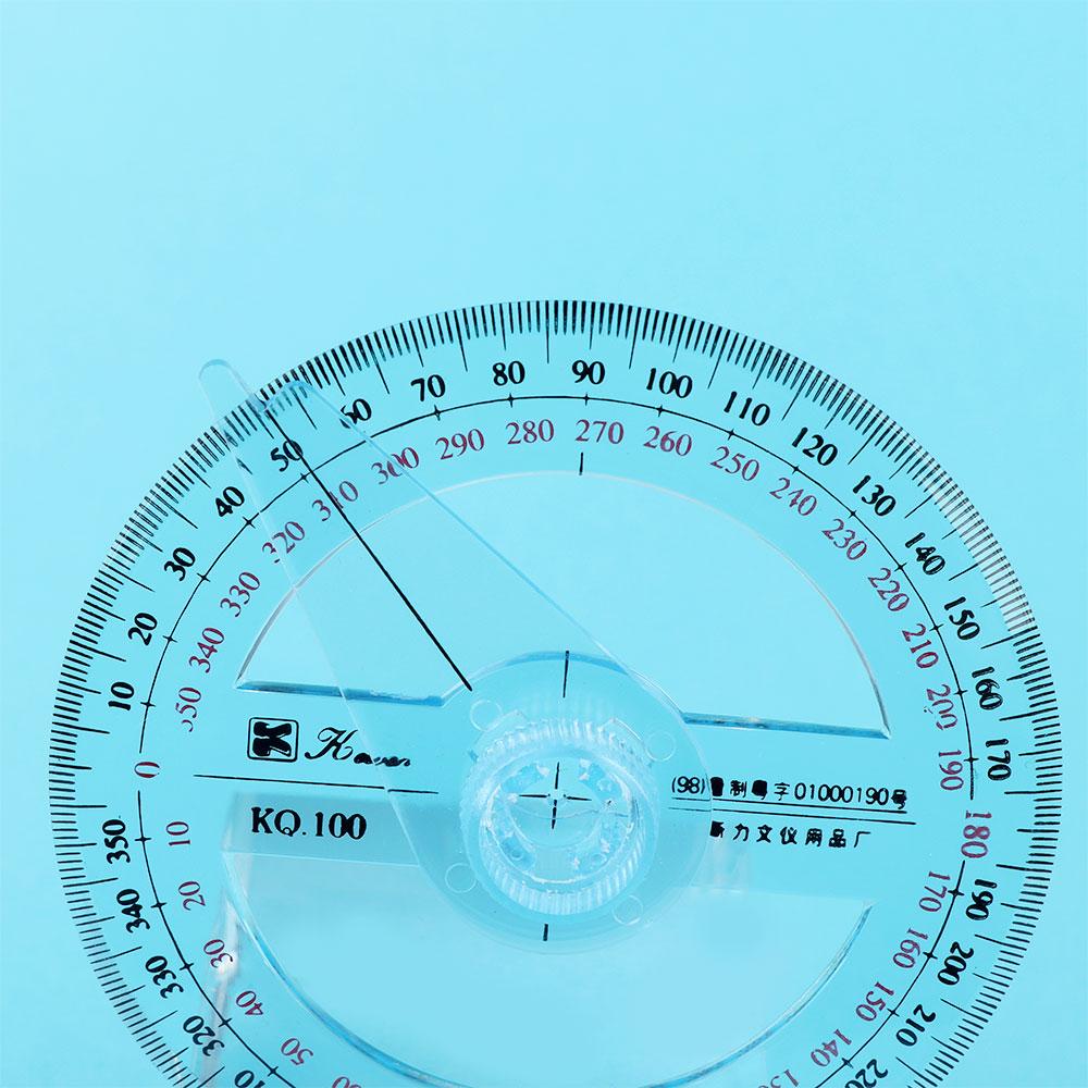Durable Transparent 360 Degree Office Drafting Supplies Measuring Tool Protractor Ruler Pointer