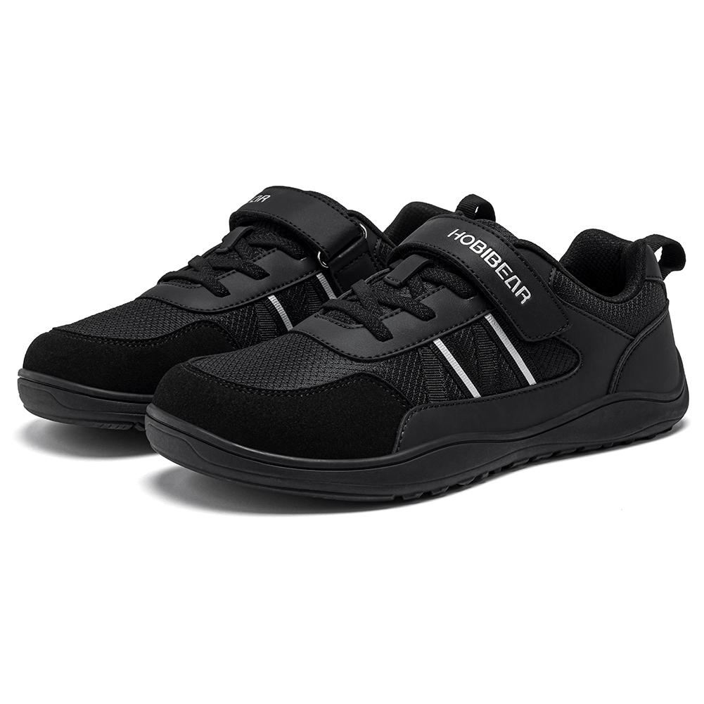 HOBIBEAR Buty dla starszych dzieci Szerokie Barefoot Zapięcia na rzepy Sneakersy ze sztucznej skóry Lekkie Zero Drop Buty do chodzenia