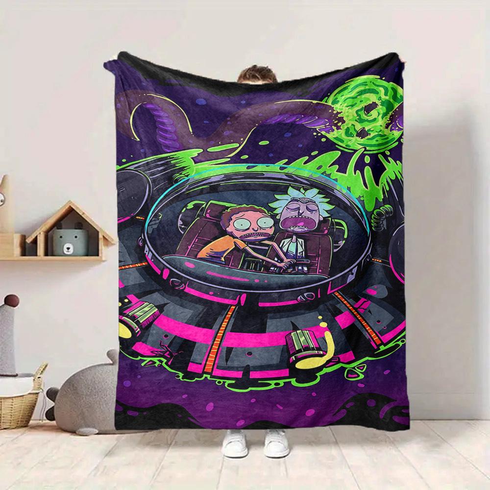 1 peça Cobertor Rick and Morty Leve Manta de Flanela Para Sofá, Cama, Viagem, Acampamento, Sala de Estar, Escritório, Sofá, Cadeira e Cama