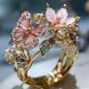 New Trendy Colorful Drip Oil Butterfly Rings Are Popular In Europe And America, Featuring Stylish Open Designs And Exquisite Floral Decorations