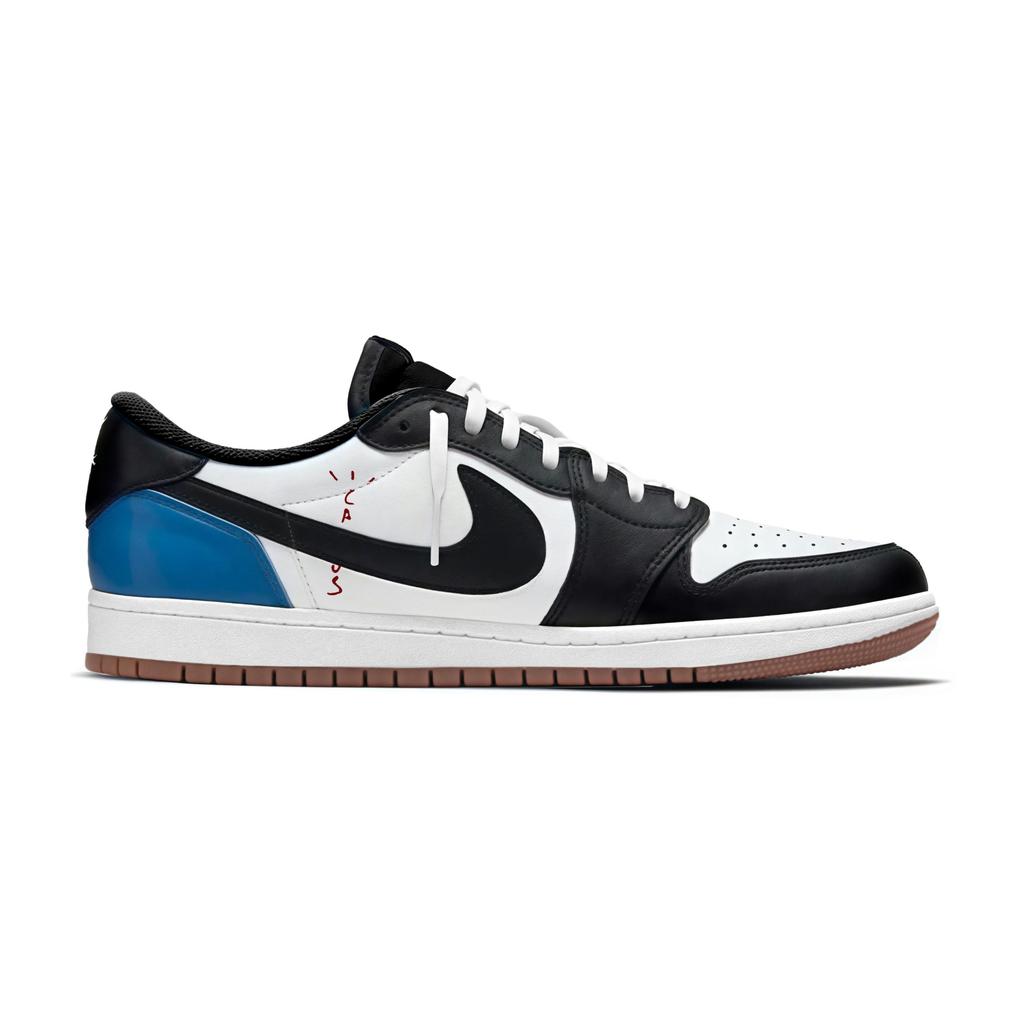 Jordan x Travis Scott Air Jordan 1 Blue Tail Hook 7.0 Low Slip Resistant Low top Vintage Basketball Shoes Women's DZ4137-700(Team1897-)