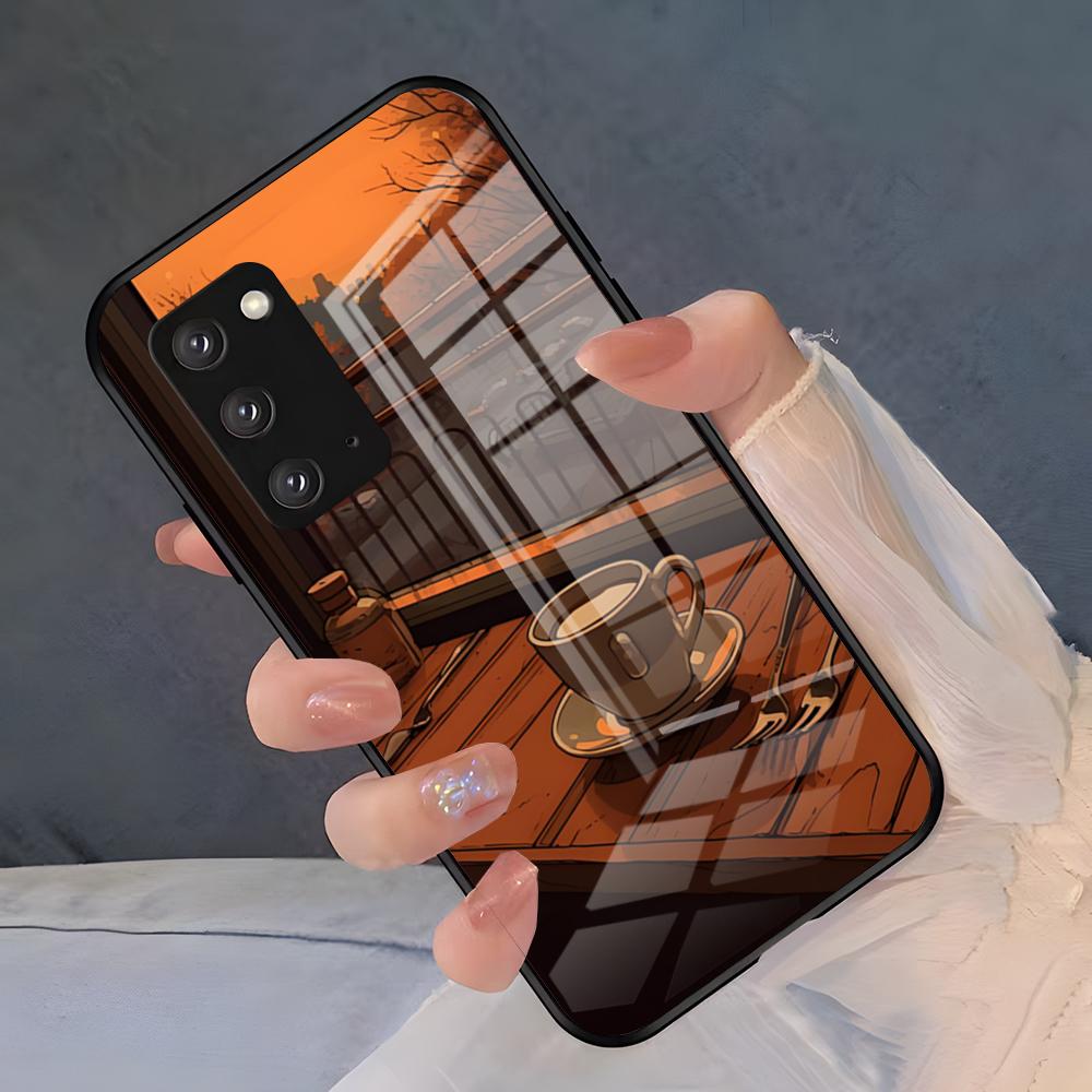 Coffee Art Phone Case For Samsung S26 S25 Plus S20 S20 Plus S22 Ultra S23 FE S21 Plus S21 Ultra Glass Cover