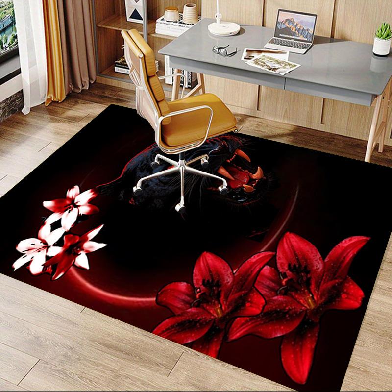 1pc Panther Flowers Carpet Anti Slip Polyester Floor Mat for office,Bedroom