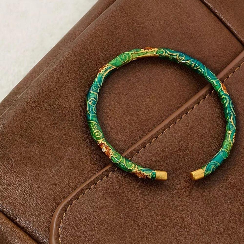 Exquisite Women's Enamel Braclet Vintage Filigree Flower Bangle Chinese Cloisonne Bracelet  Ladies