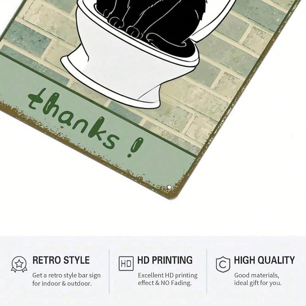 Vintage Black Cat Close The Lid Metal Sign Funny Toilet Wall Art Retro Bath Home Office Decor 8x12in Unframed Plaque