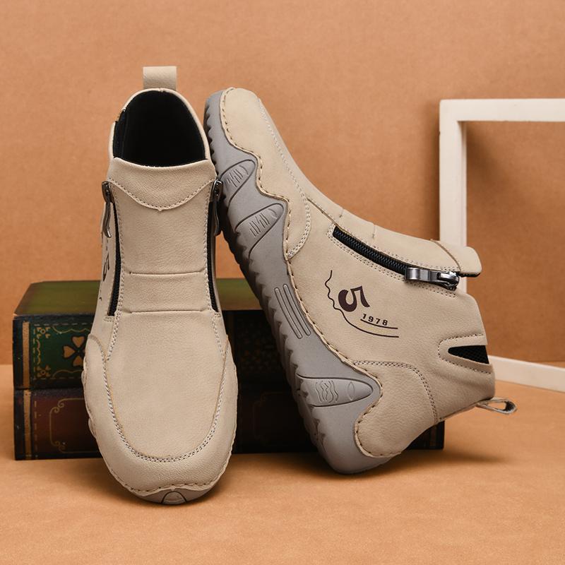 Women's High-top Casual Sneakers Handmade Leather Shoes Ankle Boots Spring & Autumn