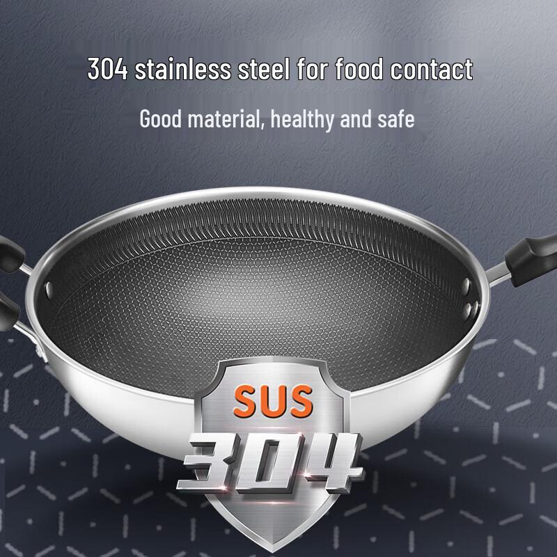 SUPOR 34cm Wok aus Edelstahl mit Wabenmuster