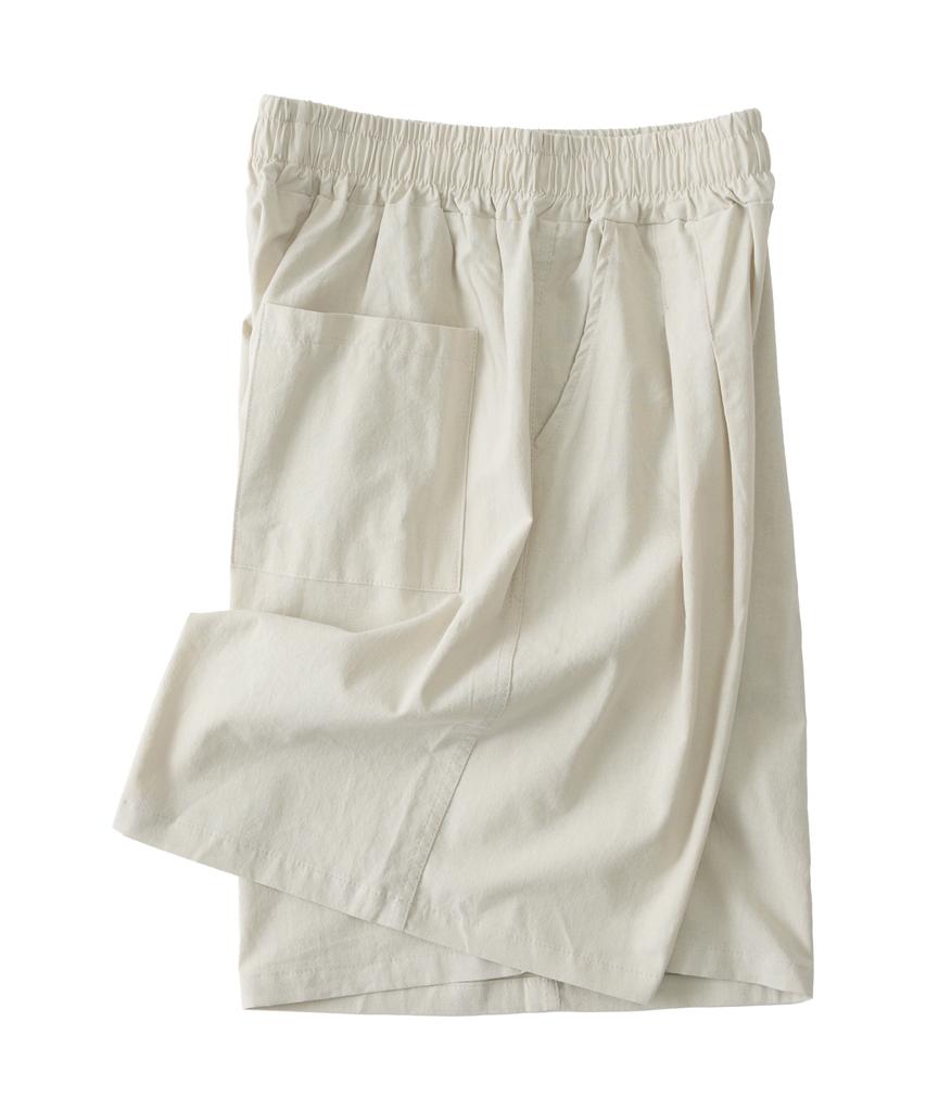 ANALOG MOOD Linen-Like Bermuda Pants (Cream)