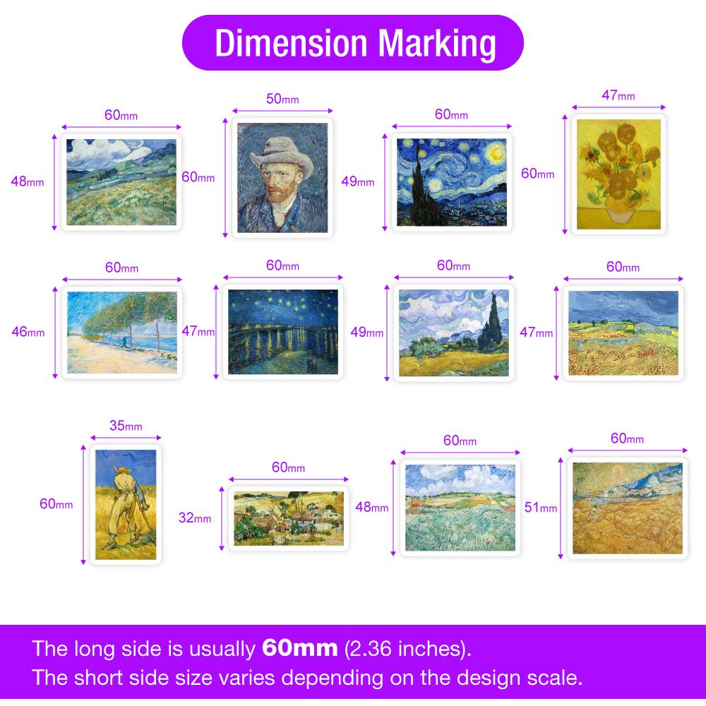 Van Gogh Paintings Artwork Stickers Landscape Self-Portrait Decal for Laptop Phone Scrapbook Luggage Decorative Cups Waterproof