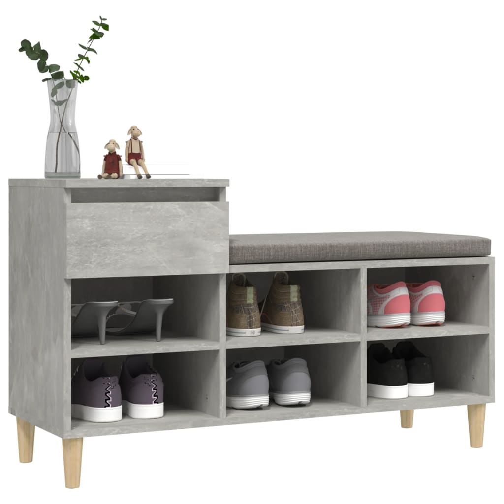 Shoe Rack Concrete Grey 102 x 36 x 60 cm Engineered Wood
