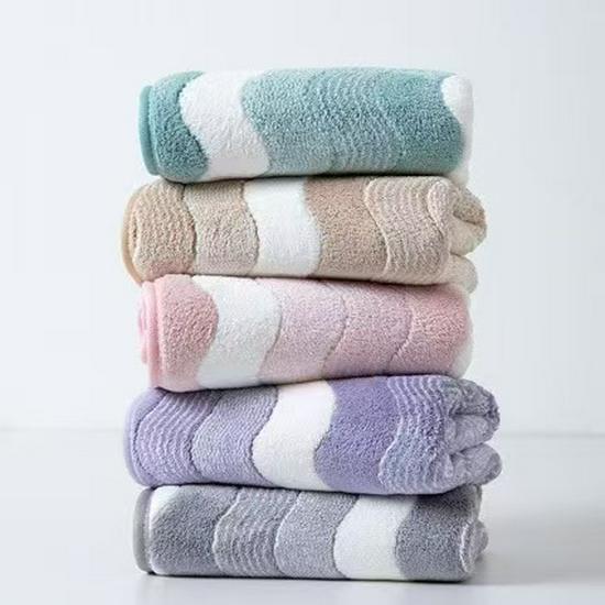 7A Antibacterial Coral Fleece Wavy Pattern Lint-Free Quick-Dry Face & Hand Towel Unisex