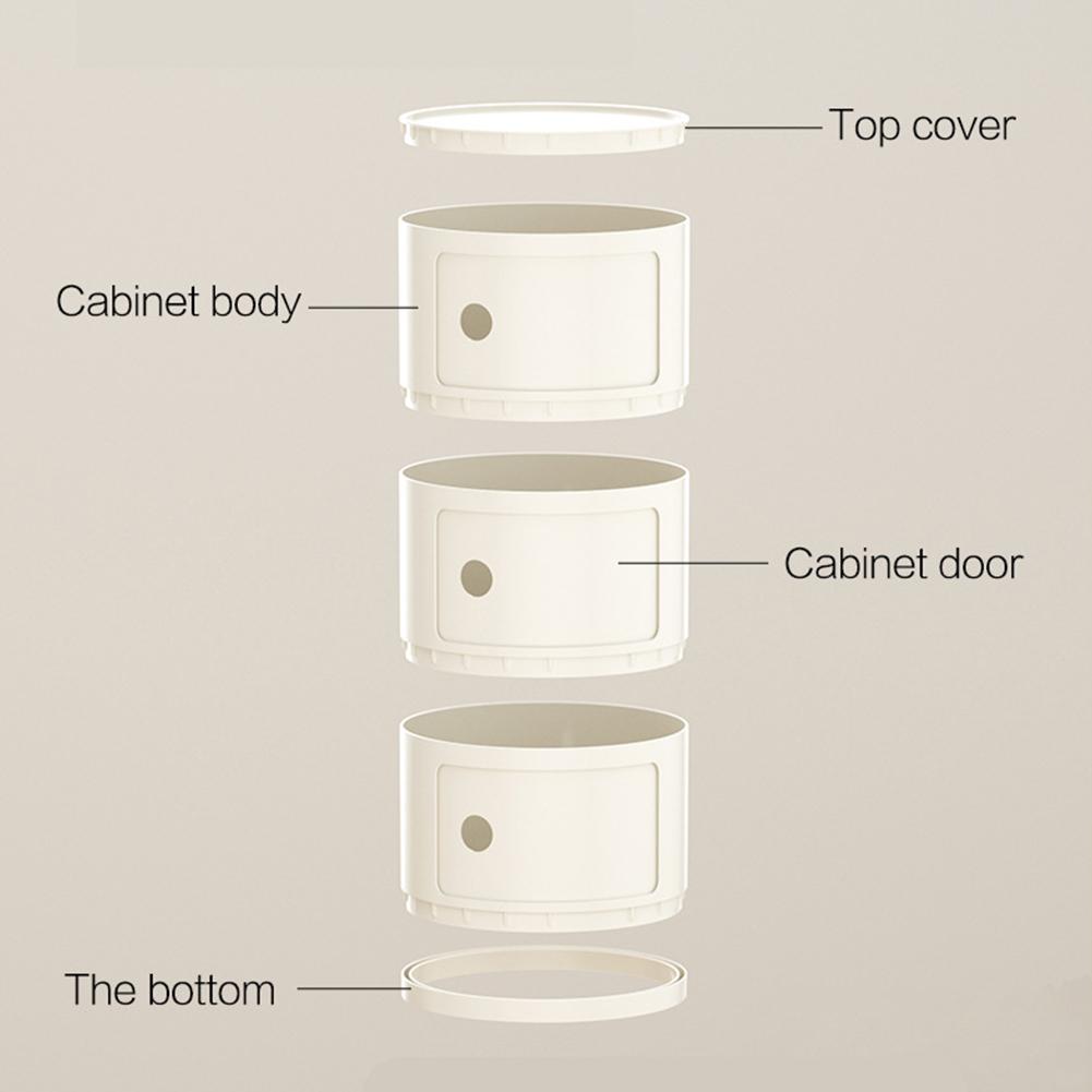 Round Nightstand with 3 Drawers Modern Style Side Table Multifunctional End Table Storage Cabinet for Living Room Bedroom