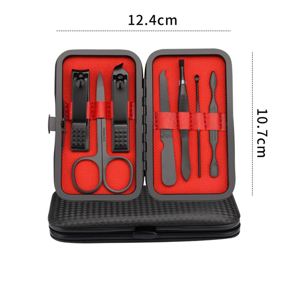 Stainless Steel 7-Piece Nail Set Elegant Black Nail Clippers Nail Clippers Nail File Full Manicure Beauty Tools