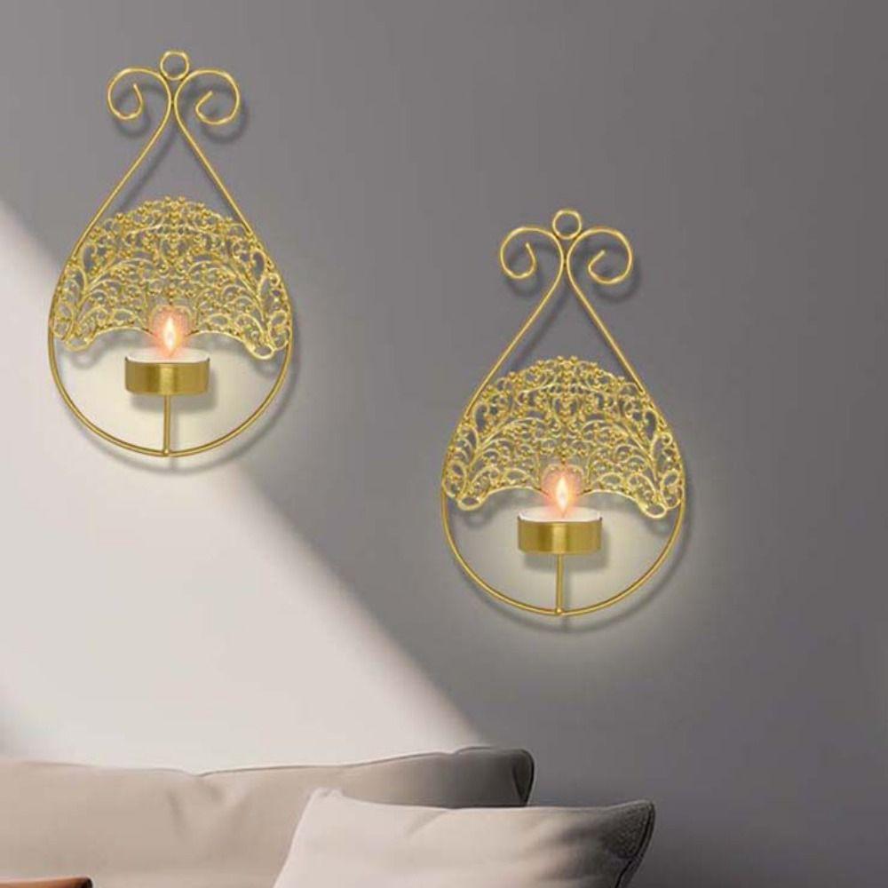Guldmetall Träd Ljusstake Dekorativ Hängande Aromaterapi Hylla Bröllop